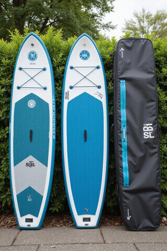paddleboards with transport bags
